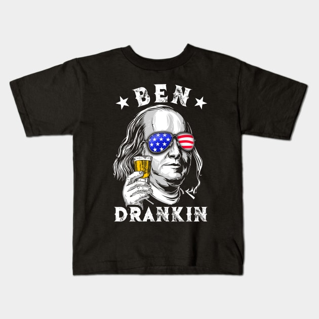 4th of July Shirt, Funny American Shirt, Ben Drankin, Beer Drinking Gift, Ben Franklin T-shirt for men and women Kids T-Shirt by mittievance